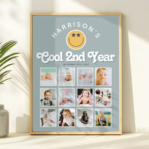 Poster Collage photo d'anniversaire 2ème année pour garço