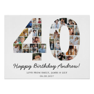 Poster Collage photo d'anniversaire 40 ans   Cadeau d'ann