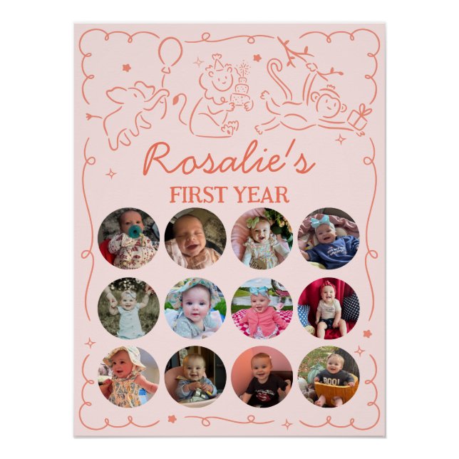 Poster Collage photo d'anniversaire pour fille avec des a (Devant)