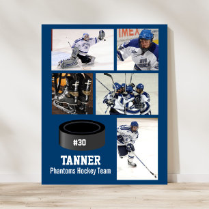 Poster Collage photo de hockey personnalisé Nom de l'équi