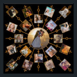 Poster Collage Photo Famille 21 Photos Joli Black Gold<br><div class="desc">Ce magnifique design personnalisé comprend une chambre pour 21 de votre carré, Instagram - photos de style. Il a une forme circulaire unique en noir avec des cadres de parties scintillant en or (imprimé). 20 de vos propres photos entourent une photo plus grande au centre. Il est parfait pour afficher...</div>