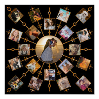 Poster Collage Photo Famille 21 Photos Joli Black Gold