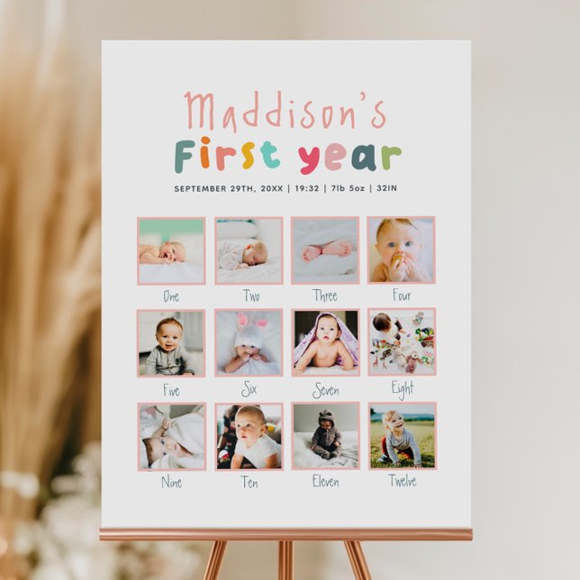 Poster Collage photo minimaliste de la première année (Créateur téléchargé)