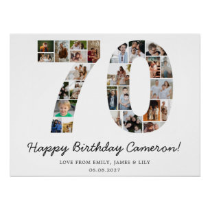 Poster Collage photo pour 70e anniversaire Cadeau pour