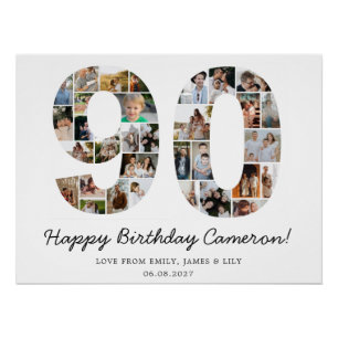 Poster Collage photo pour 90e anniversaire   Cadeau 90e a