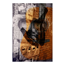 collage urbain de guitare acoustique