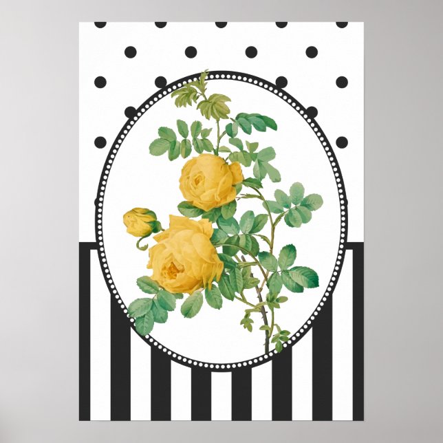 Poster Collage vintage Roses Jaunes Imprimer (Devant)