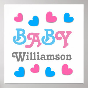 Poster Collection Coeurs de Baby shower de révélation de