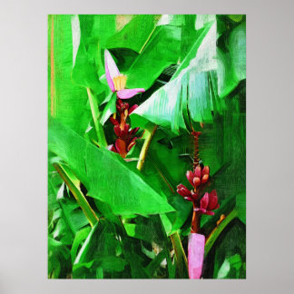 Poster Collection Jardin Tropical en Velours Rose Banana