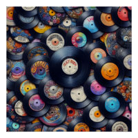 Collection Vinyl Record Pattern 80s Retro Spectrum