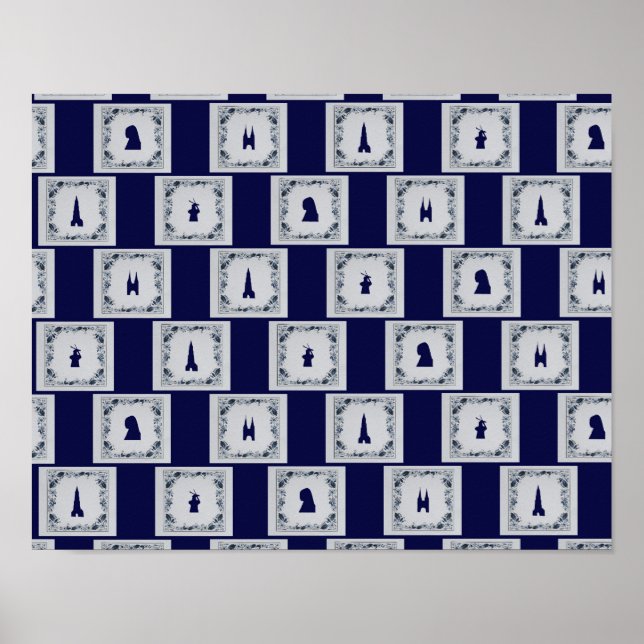 Poster Coller les tuiles bleues Delft (Devant)