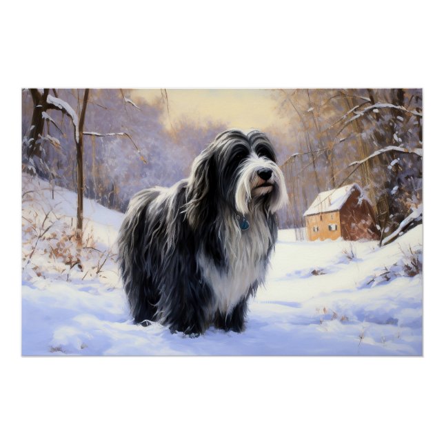 Poster Collie Laisser Il Neige Noël (Devant)