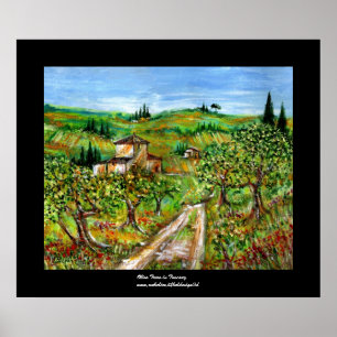 Poster Collines Vertes Et Oliviers Paysage Toscane