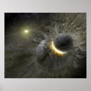 Poster Collision de l'espace du concept de l'artiste chez