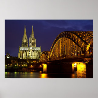 Poster Cologne - Cathédrale au crépuscule