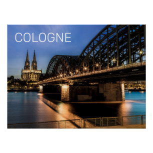 Poster Cologne Cityscape Allemagne Dom Souvenir de nuit