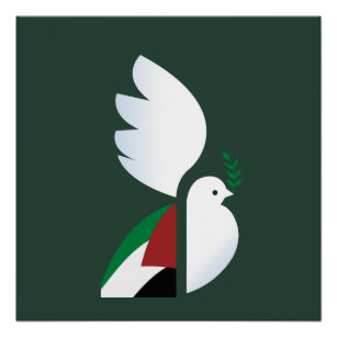 Poster colombe de paix avec le drapeau palestinien