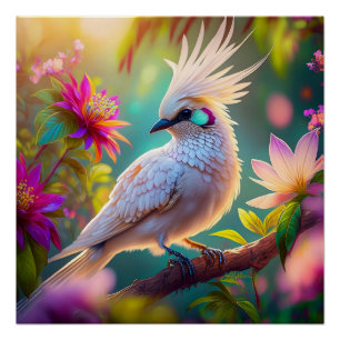 Poster Colombe fantaisiste à plumage juvénile crêté