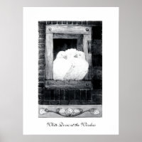 COLOMBES BLANCHES À LA FENÊTRE, noir et blanc