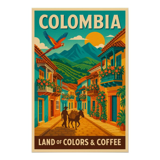 Poster Colombie - Terre des couleurs et du café (Devant)