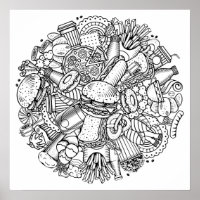 Poster Color It Fast Food Art