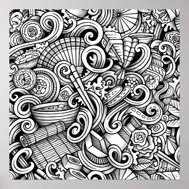 Poster Color It Japonais Art alimentaire (Devant)