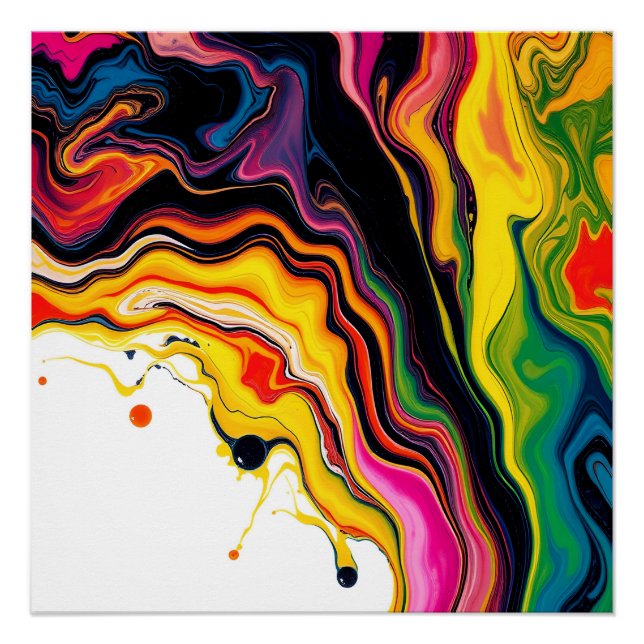 Poster Color Splash Swirl – Vibrant Abstract Drip Art (Devant)