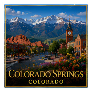 Poster Colorado Springs Pikes Peak & Montagnes Rocheuses