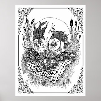 Poster colorant "Le bol de poisson de Mme Dee"