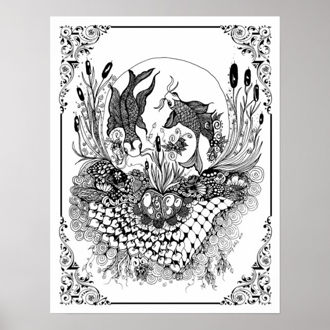 Poster colorant "Le bol de poisson de Mme Dee" (Devant)