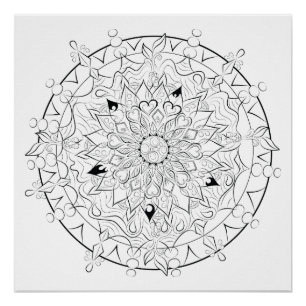 Poster Coloration adulte de dessin de mandala