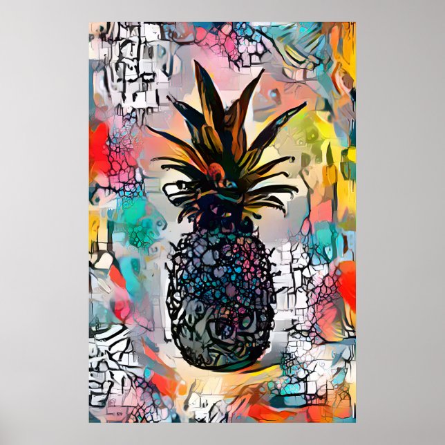 Poster coloré Abstrait ananas (Devant)