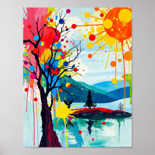 Poster coloré Abstrait d'un arbre