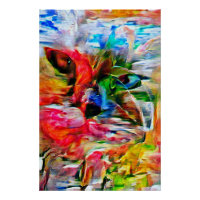 Coloré Abstrait expressionniste Art Chat Imprimer"