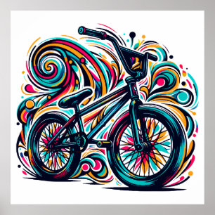 Poster coloré Bmx - Vélo Bmx - Graffiti