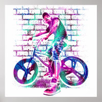 Poster coloré Bmx - Vélo Bmx - Urbain