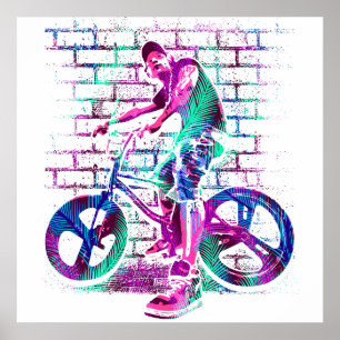 Poster coloré Bmx - Vélo Bmx - Urbain