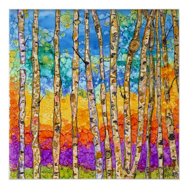 Poster coloré d'arbres d'Aspen - 20" x 20" (Devant)
