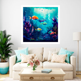 Poster Coloré sous le paysage marin