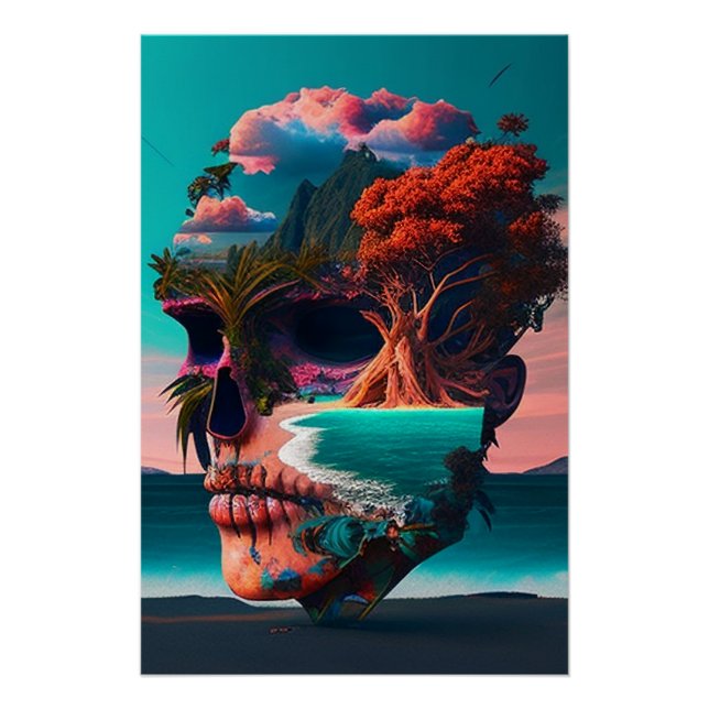 Poster Colored skull (Devant)