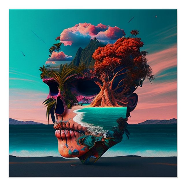 Poster Colored skull (Devant)