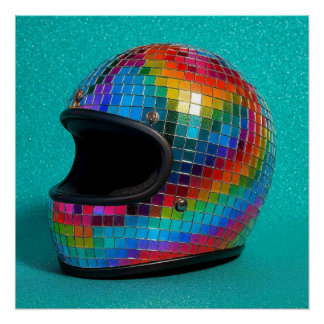 Poster Colorful Disco Helmet Print.