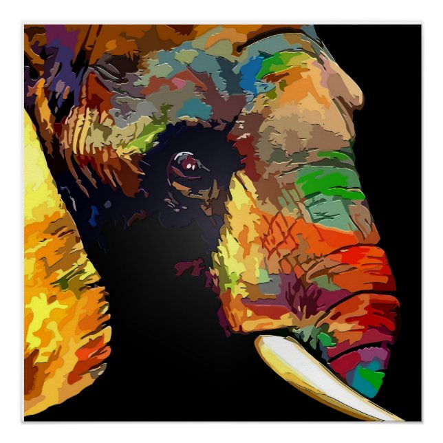 Poster Colorful elephant paint (Devant)