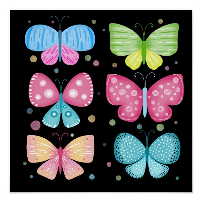 Poster Colorful Flutter Friends (Devant)