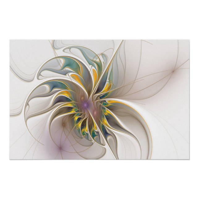 Poster Colorful fractal ornament. Flower art (Devant)