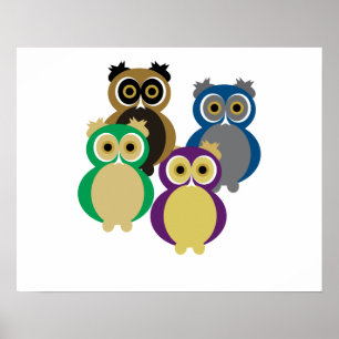 Poster Colorful owls