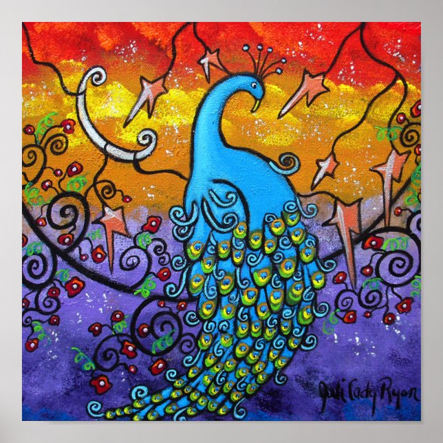 Poster Colorful Peacock (Devant)
