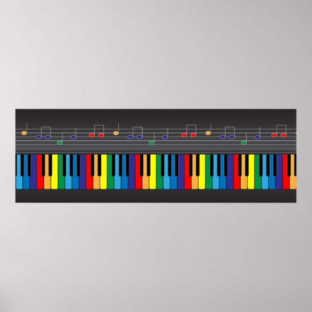 Poster Colorful piano keyboard (Devant)