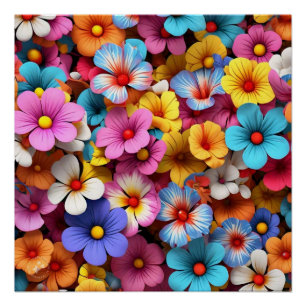 Poster Colorful Pretty Flowers Motif-20240