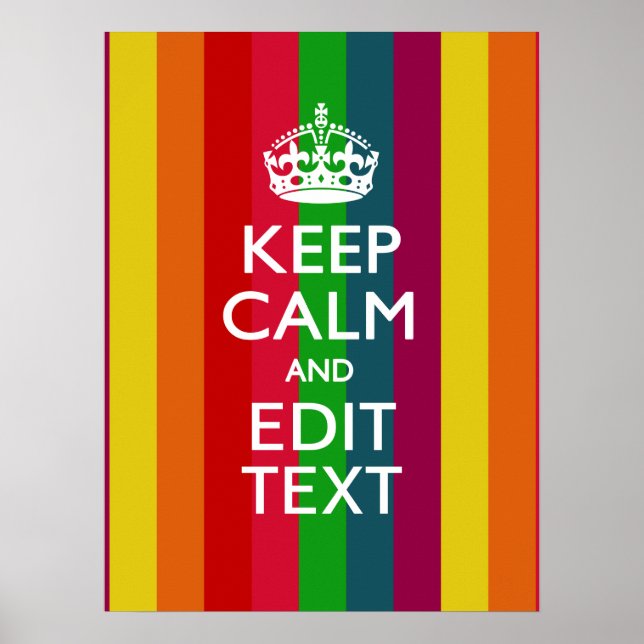 Poster Colorful Rainbow Keep Calm And Your Text Customize (Devant)